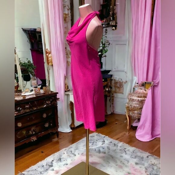SEE YOU MONDAY NWT HOT BRIGHT FUCHSIA PINK HALTER MINI DRESS MEDIUM - Picture 3 of 9